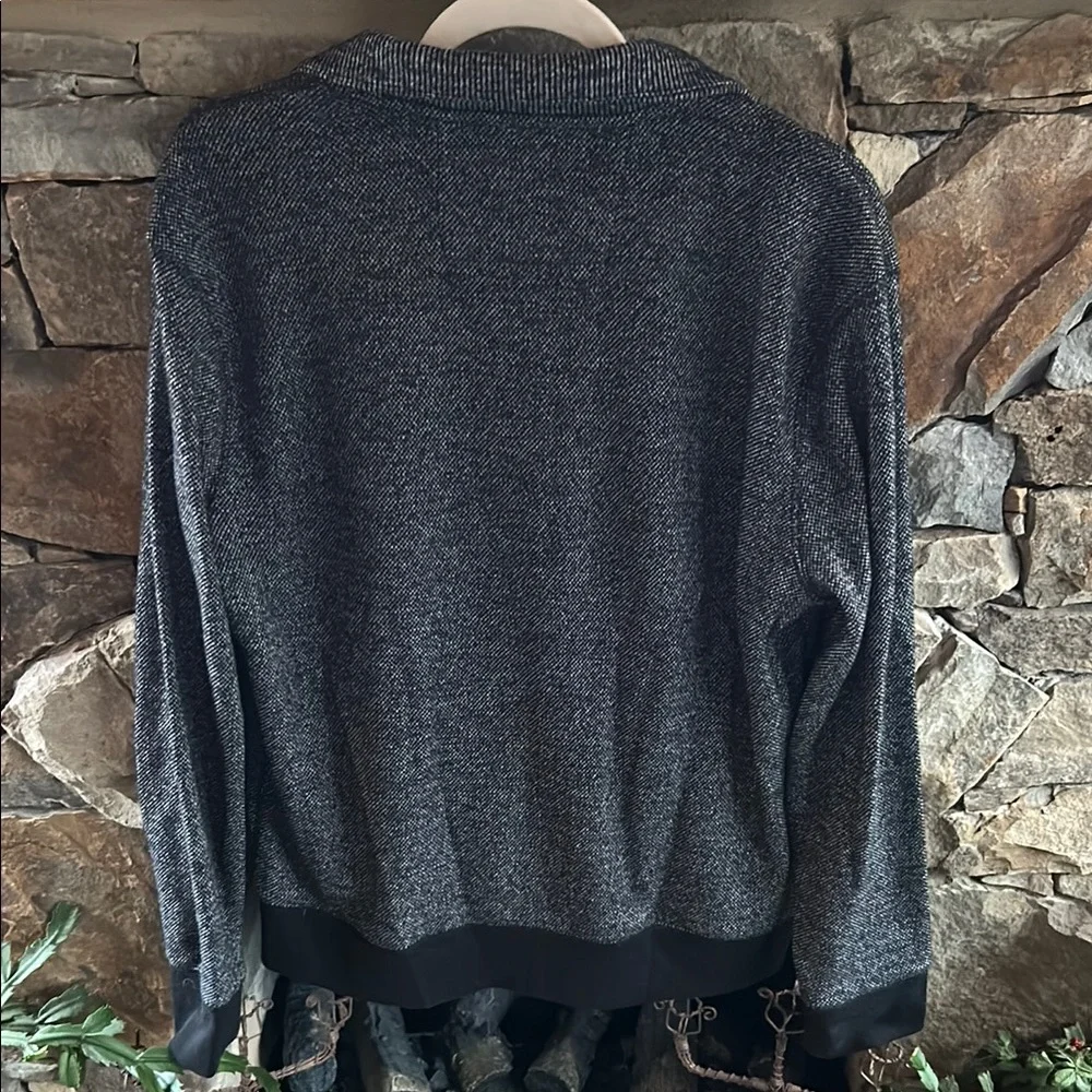Black and Gray Zip-Up Sweater Size Large with Two Front Slit Pockets; Like New!